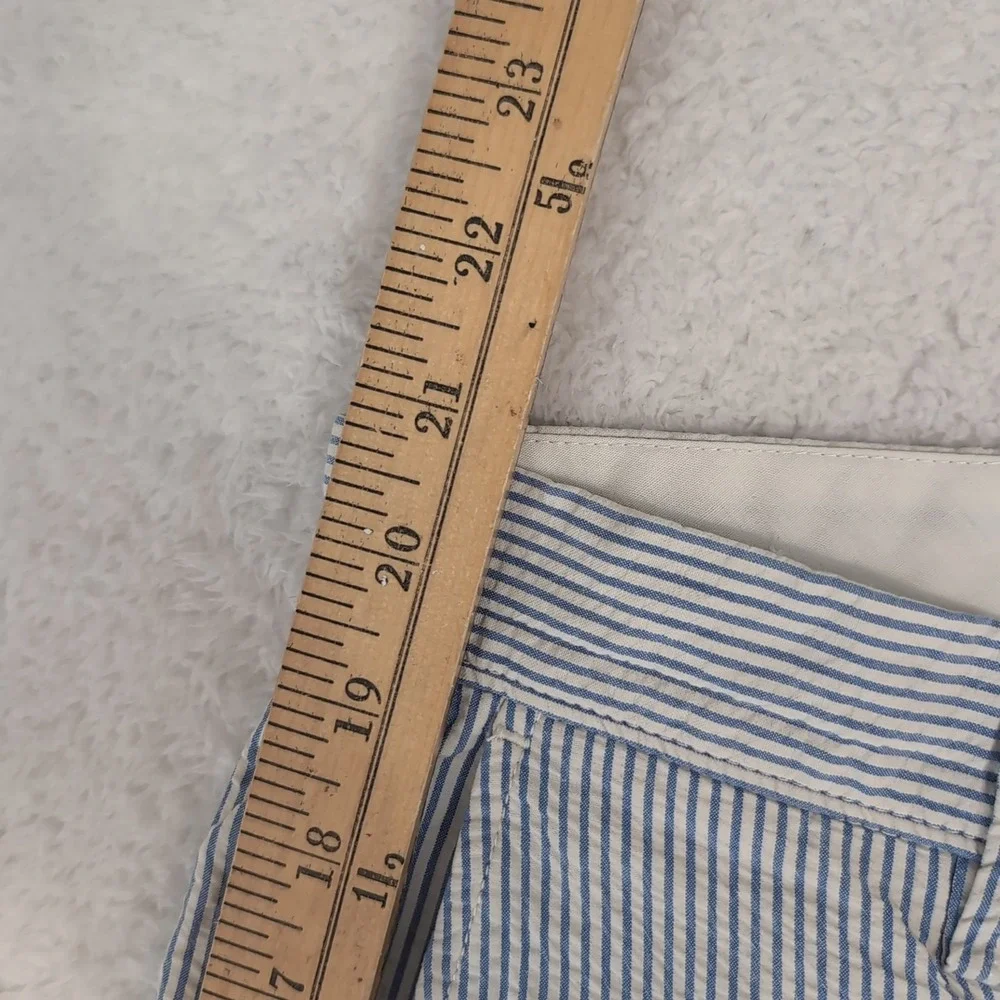 J Crew‎ Shorts Size 36 Mens Seersucker Cotton Blue White Stripe